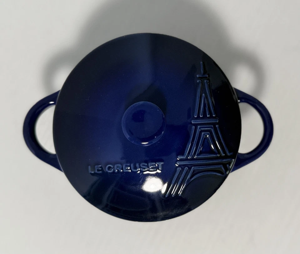 New in Box Le Creuset Petite Indigo Blue Eiffel Tower Cocotte Multiple Available - Image 2 of 4