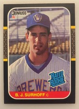 Donruss 1987 Rated Rookie B.J. Surhoff #28 Milwaukee Brewers Baseball Card. rookie card picture