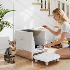 Stainless Steel Cat Litter Box with Lid, XL Extra Large Enclosed Litter Box