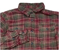 Orvis Mens Flannel Button Shirt Jacket Hand Pockets XL Plaid Long Sleeve Cotton