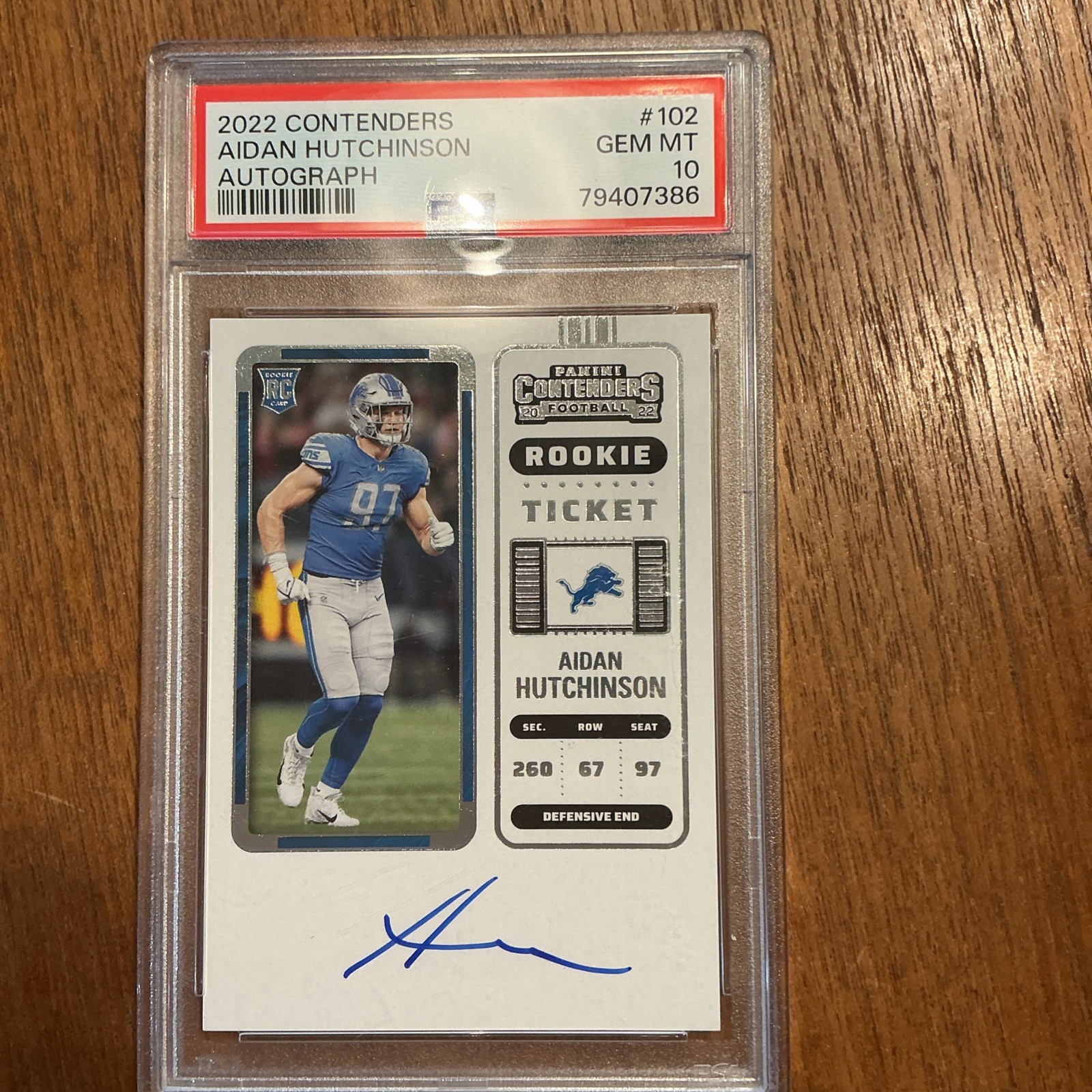 2022 Contenders Rookie Ticket Auto Aidan Hutchinson PSA 10 Detroit Lions