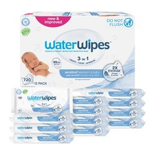 WaterWipes Sensitive Newborn  Baby Wipes, 3-In-1 Cleans, Cares, Protects, 99.9