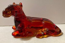 VERRE AMBRE CHEVAL VINTAGE par LE SMITH 1968