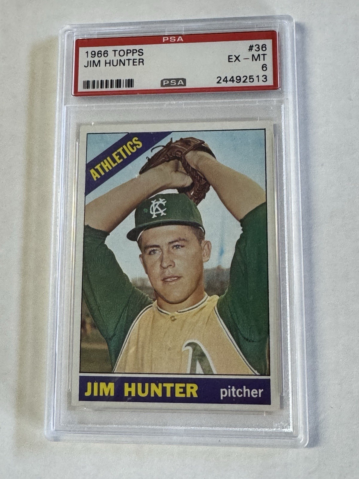 1966 Topps #36 Jim Hunter Catfish Hunter PSA 6 Graded Baseball Card Athletics
