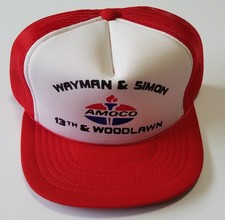 Wayman Simon Amoco Auto Center. Red Snapback Mesh Hat. Wichita Kansas. Gas