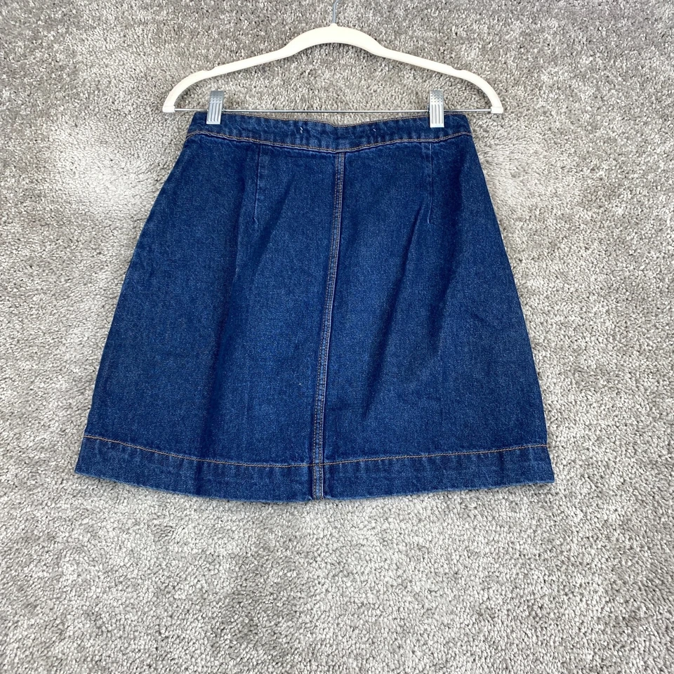 Falda Denim Co. Línea A Para Mujer Talla 2 Azul Algodón Lavado Oscuro Cremallera Frontal Foto 4 de 4