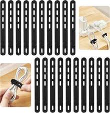 20 Pcs Black Silicone Cable Ties, Reusable Cable Straps Wire Organizer, Cable Ma