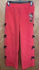 Disney Minnie Mouse Girls Sweatpants Size 9/10 Red With Bows