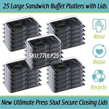 Large Sandwich Platter with Lids x 25 Catering Cake Buffet Party Platters Trays