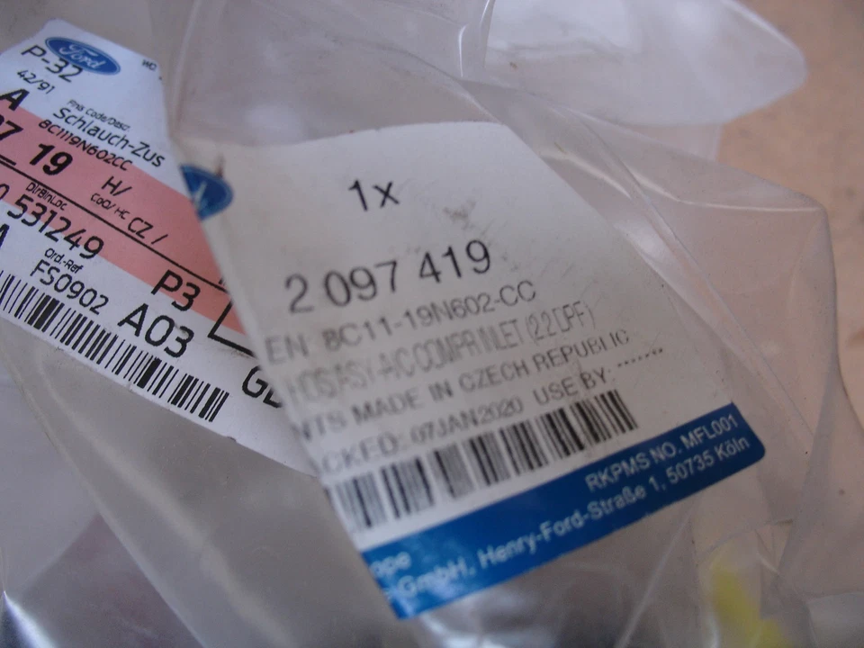 2097419 AC A/C Compressor Inlet Hose Pipe For Ford Transit 2.2 Diesel - Image 2 of 2