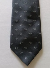 Resilio Vintage Men's Tie Gray White Horn Musical Instrument Polyester/Silk 54"