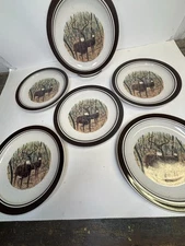 Cabela’s Folkcraft WHITETAIL BUCK Deer Stoneware 8.5" SaladPlates Set of 6