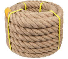 2" x 50 Ft Natural Jute Hemp Rope for Dock, Climbing  Decor