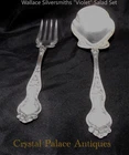 Violet By Wallace Sterling Silver Salad Serving Set 2pc Berry Spoon Cold Meat Fo