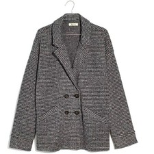 Madewell Brushed Knit Oversized Blazer Houndstooth Relaxed Fit SZ S EUC
