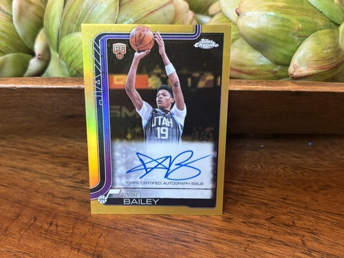 2025-26 Topps Chrome Update Ace Bailey True Gold Refractor Auto /50 Rookie Jazz