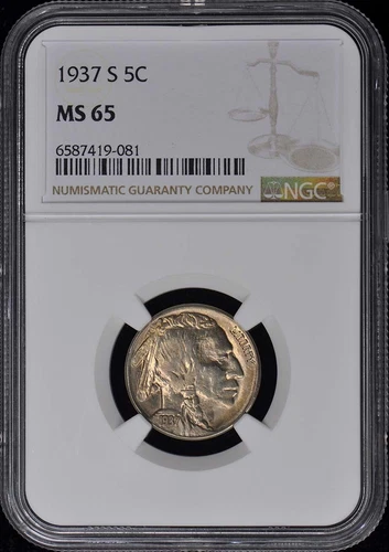 1937-S Buffalo Nickel 5C NGC MS65