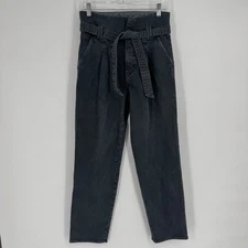 Mother jeans 24 black greaser paperblag pleat devil may care designer denim