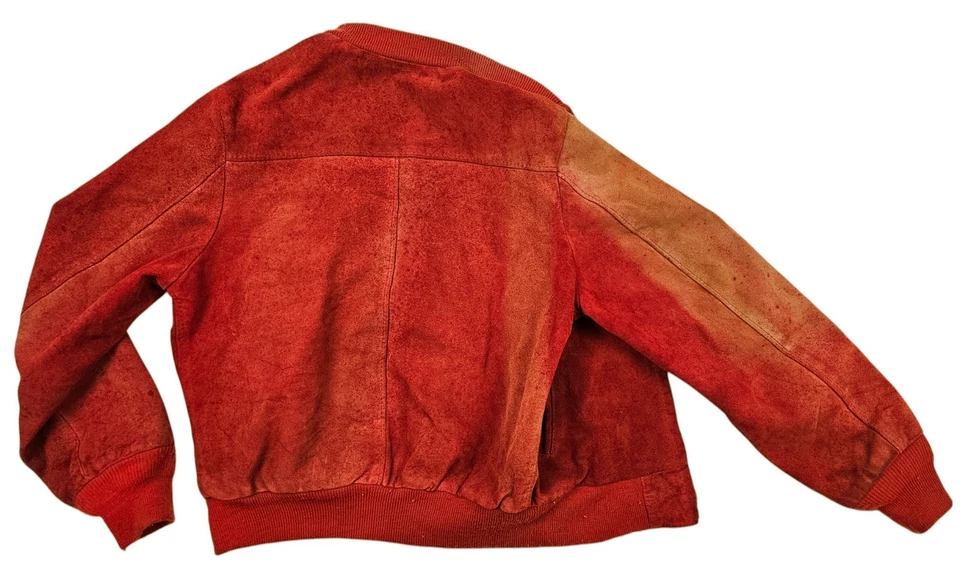 HOT VINTAGE 70's Men's SCHOTT @ BOMBER GENUINE SUEDE LEATHER Zip RED Jacket 38 S - Image 4 of 4