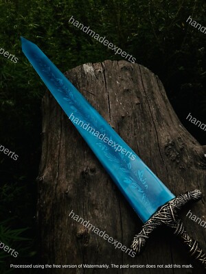 Dark Moon Greatsword Elden Ring 48'' Full Metal Sword Cosplay Blue Blade