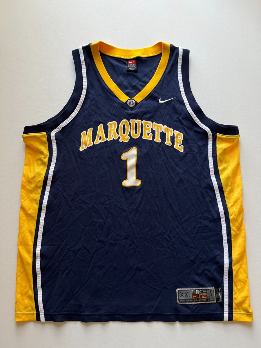 Nike Elite Marquette Golden Eagles Jersey Mens 2XL Blue Yellow Basketball  NCAA