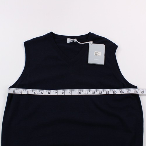 Malo NWT 100% Wool Pullover Sweater Vest Size 50 M in Solid Navy Blue - Picture 6 of 8