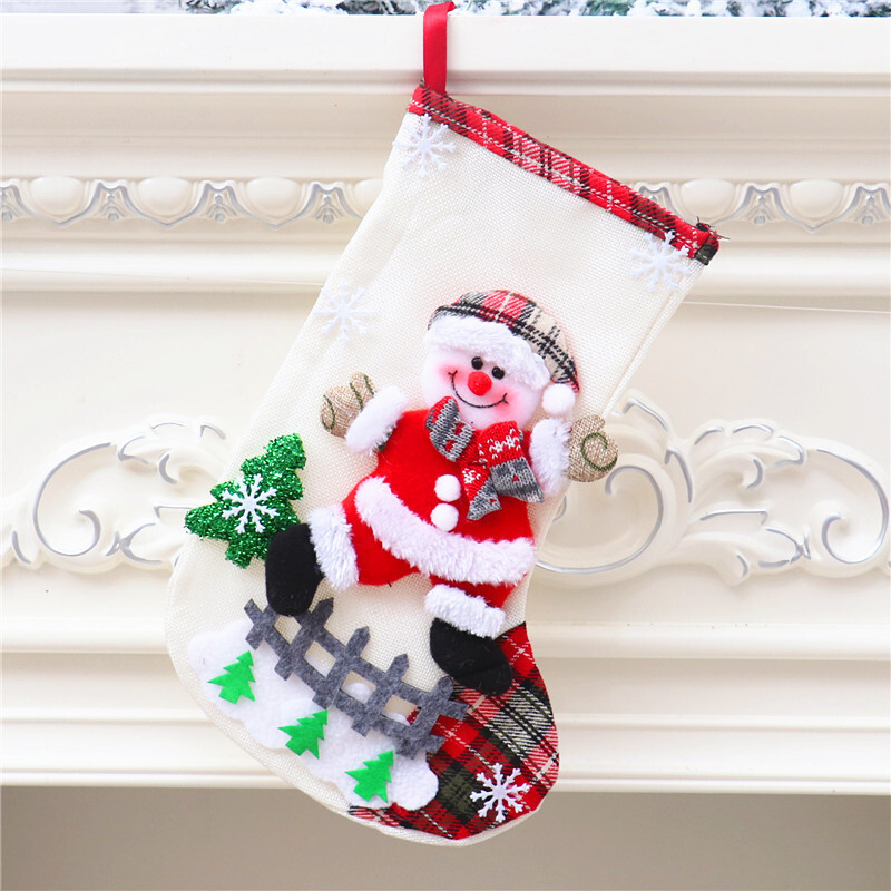 4PCs Christmas stockings Christmas decorations Large burlap Christmas