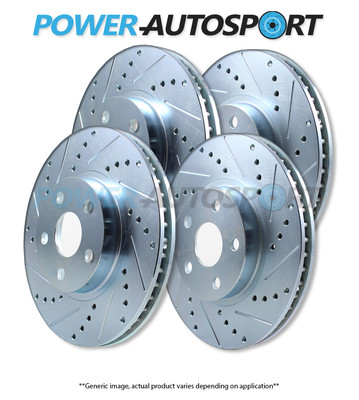 (FRONT+REAR) POWER PERFORMANCE DRILLED SLOTTED PLATED BRAKE DISC ROTORS 37335PS