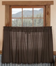 36" L Black Plaid Window Tier Set Café Curtains Lined Lodge-Style Kettle Grove