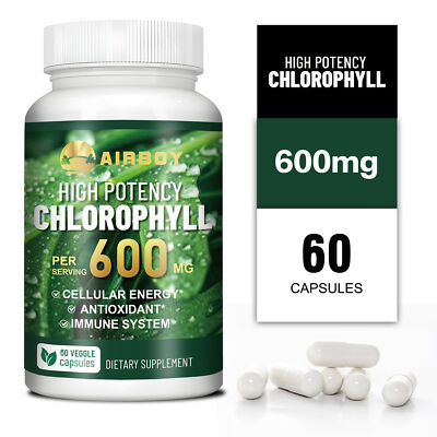 Chlorophyll Capsules 600mg -Cleansing & Detoxification, Antioxidant, Skin Health