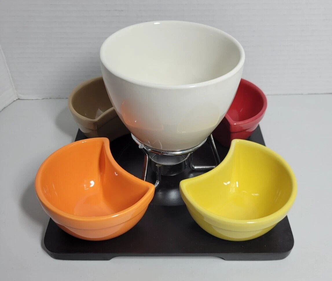 VTG Pier 1 Fondue Set w/Pot, Stand, Forks, Bowls &Tray