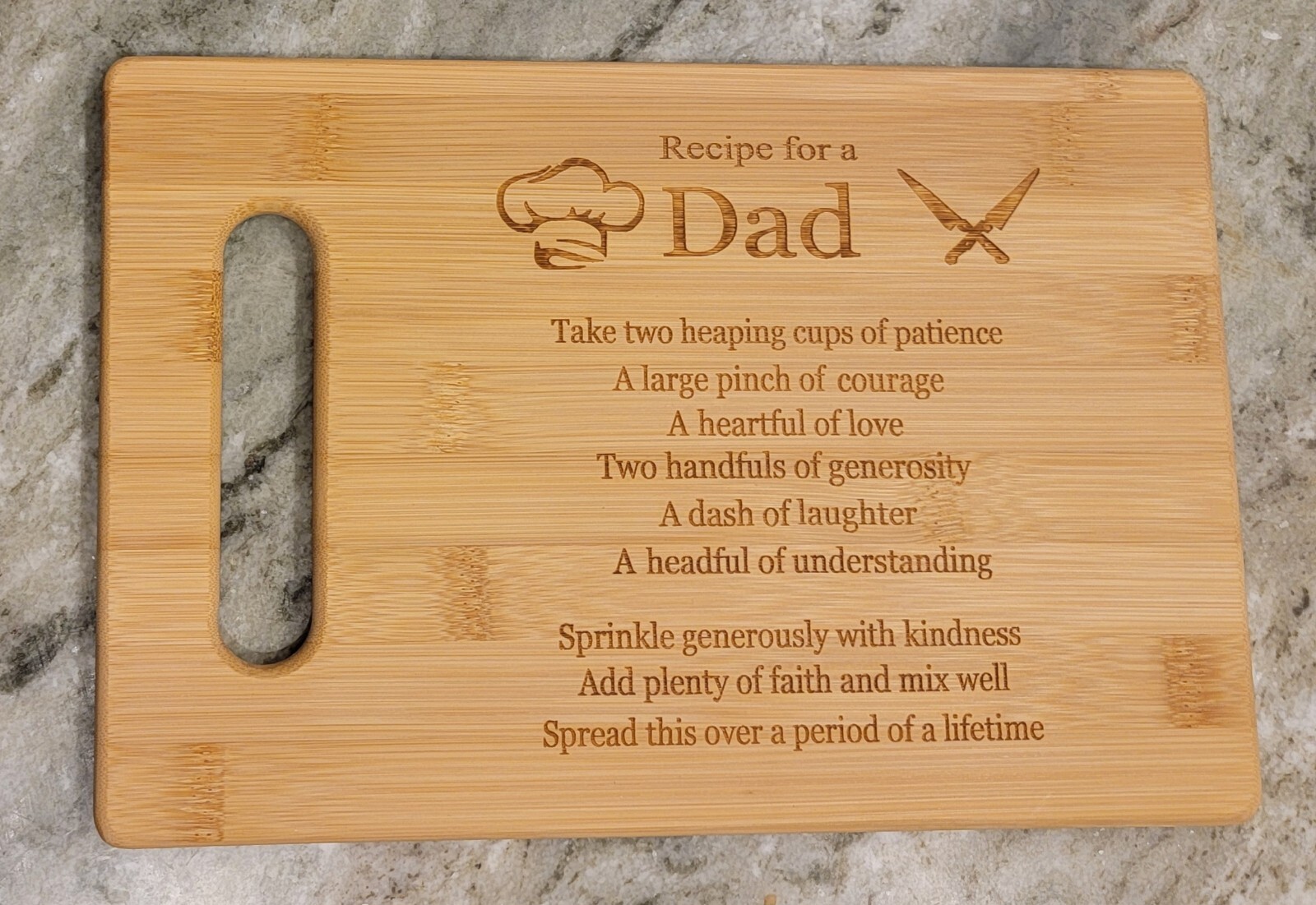 Cutting Board Recipe Birthday/ Father's Day Gift Bamboo  7.5