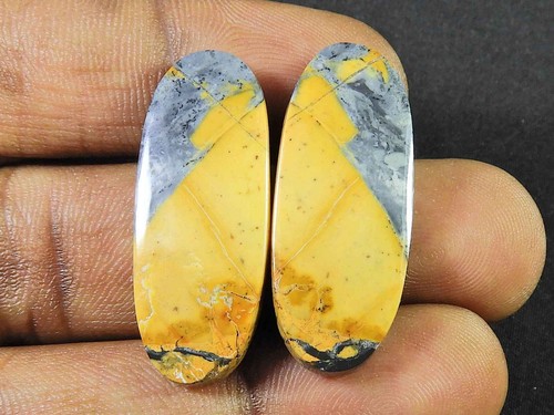 44Cts. Natürlicher Maligano Jaspis (je 13 mm x 24 mm) ovaler Cabochon Streichholz Paar N808 - Bild 2 von 9