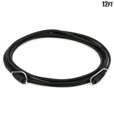 12FT TOSLink Digital Optical Audio Cable Fiber Optic Cord Gold w/ Protection Cap