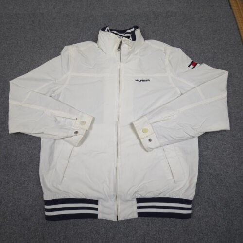 Tommy Hilfiger Jacket Mens SMALL white yatch windbreaker long sleeve Size S
