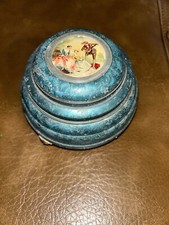 Vintage Metal Vanity Mirrored Powder / Trinket Box W/ Victorian Motif