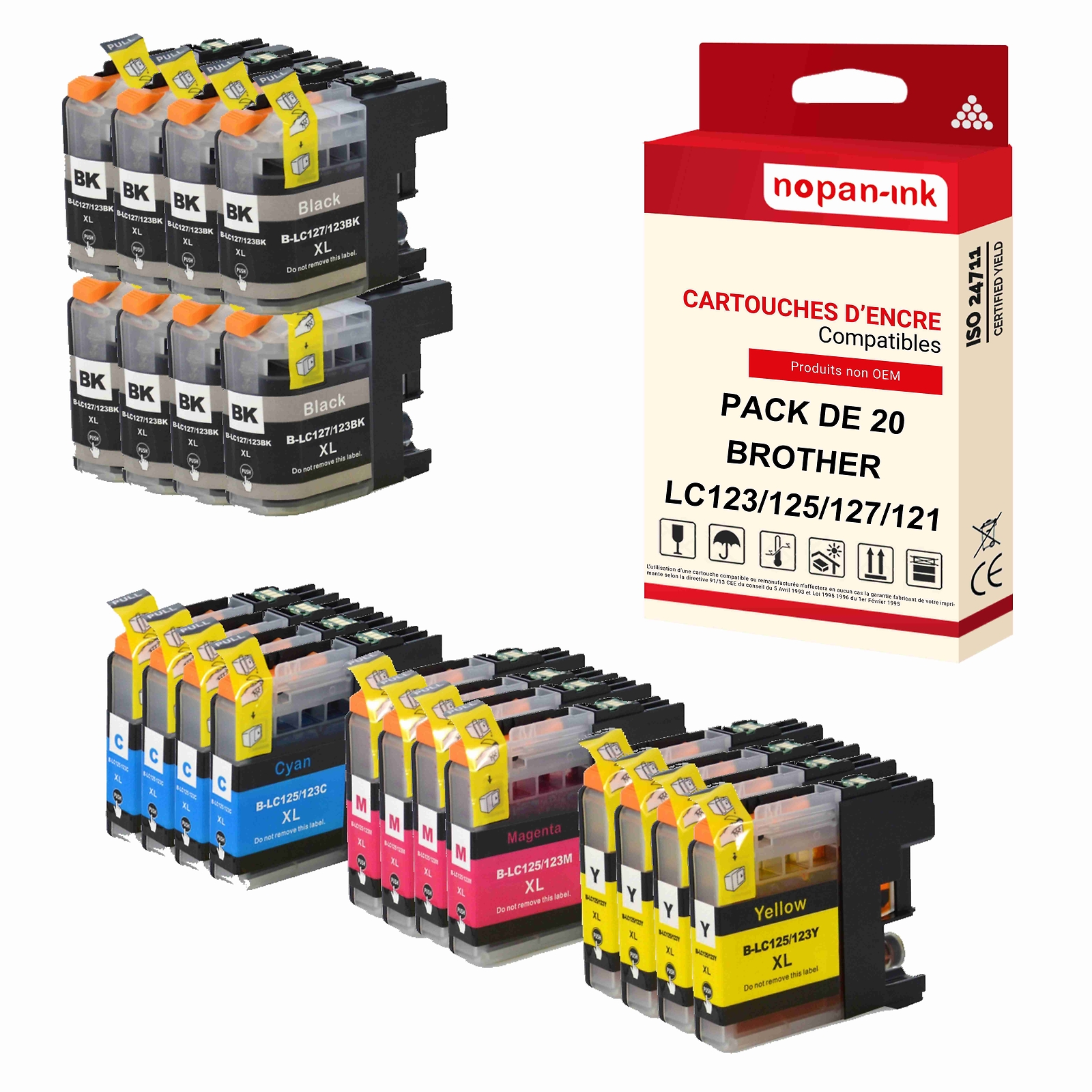 Cartouche LC123XL BROTHER pack 20 NOPAN-INK pour des impressions nettes sans bavure