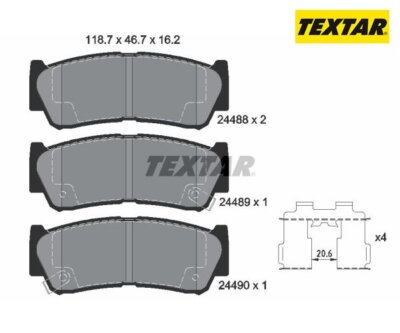 Brake pad set, disc brake Q + Textar 2448801 for Hyundai