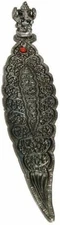 Ganesh on Long Leaf Metal Incense Burner, 12 inches