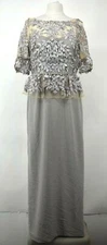 JS Collections Embroidered Mock Two-Piece Gown Dress 3/4 Sleeve Floral 12 $328