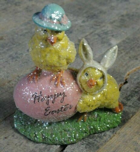 Happy Easter! Decoration Chicks Easter Egg Glitter Statue