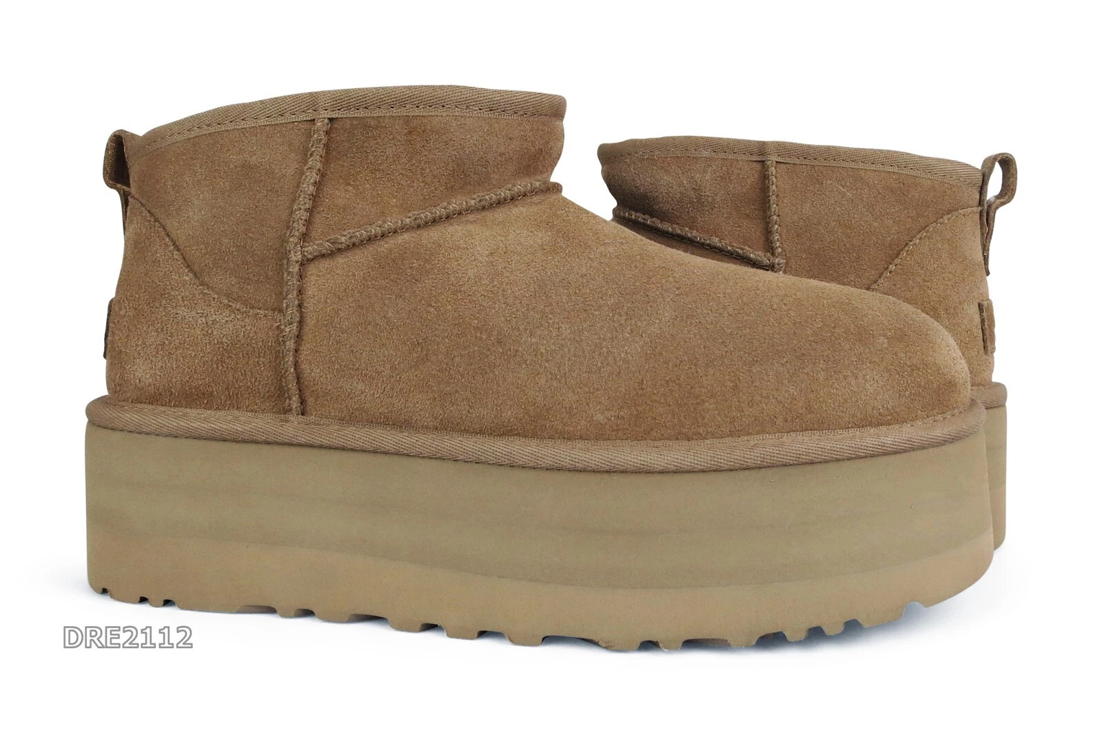 Stivali UGG Classic Ultra Mini Platform Pelliccia di Castagno Donna Taglia 8 *Nuovi con scatola*
