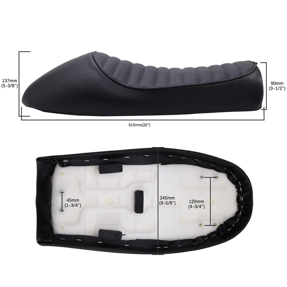 For Honda CX500 CB500 CM500 Black PU Retro Cafe Racer Driver Seat Hump Saddle - Image 3 of 4