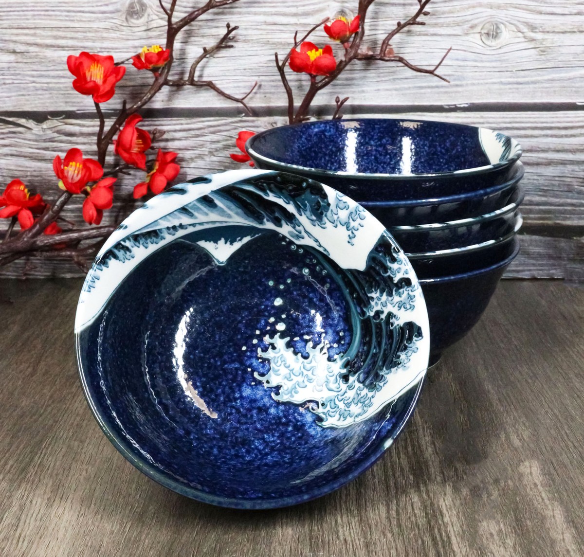 Set Of 6 Blue Japanese Hokusai Great Wave 6