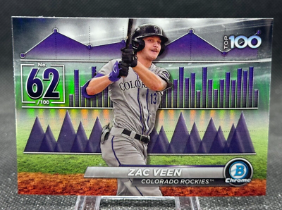 Zac Veen 2024 Bowman Chrome Scouts Top 100 Colorado Rockies #BTP