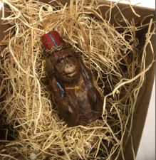 New 3D Dresden Paper Ornament Monkey IN fez Hear No Evil Christmas Tree Deco