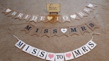 Lot of 4 Miss to Mrs. banners  1 "favors" Bridal Shower Party Decoration Burlap