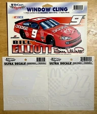 Bill Elliott #94 & #9 Vintage Race Decals/Clings Lot Of Three (3) 5”x5” & 5”x8”