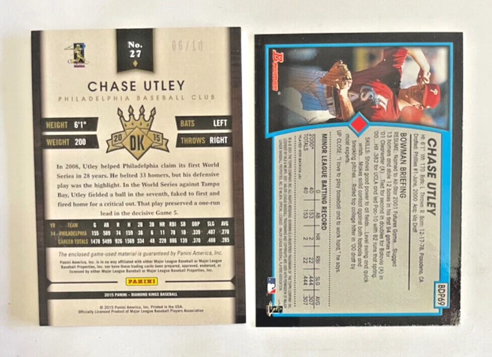 Diamond Kings Gold #27 Red Patch Chase Utley 2015/10 Foto 2 de 2