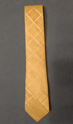 Hi-Tie Yellow Tie Floral Pattern Classic 100% Seide Silk Hand Tailored